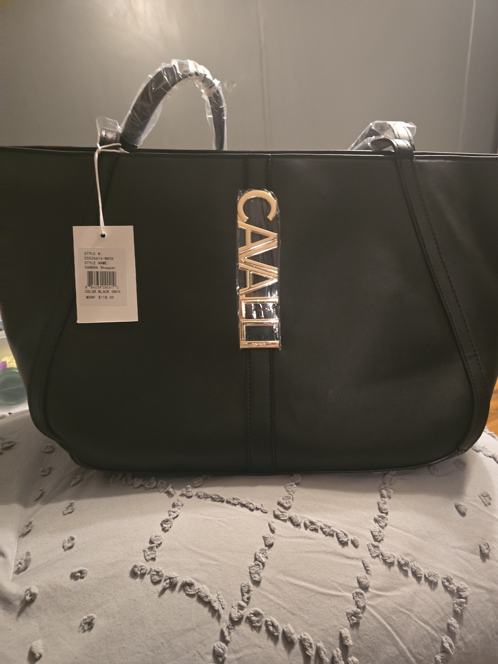 Caalli Black Leather Tote Bag